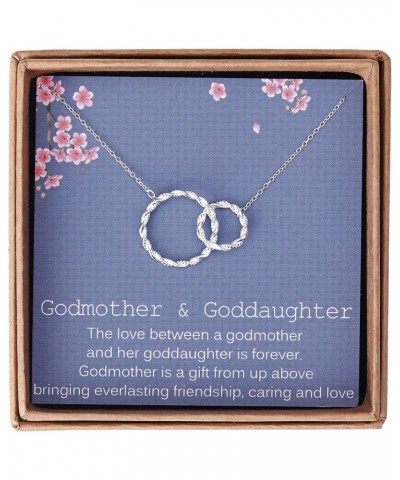 Gifts for Godmother from Goddaughter - Sterling Silver Twisted Intertwined Double Circle Necklace Jewelry -Godmother Goddaugh...