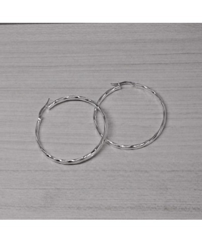 925 Sterling Silver Twisted Square Tube Round Hoop Earrings, 3mm Click-Top Hoops 12mm-70mm 40mm-1 3/5 $11.19 Earrings