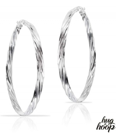 925 Sterling Silver Twisted Square Tube Round Hoop Earrings, 3mm Click-Top Hoops 12mm-70mm 40mm-1 3/5 $11.19 Earrings