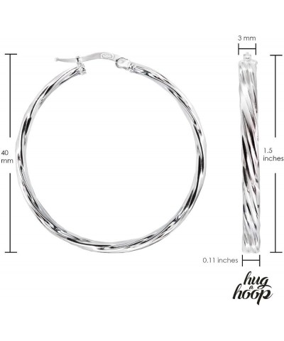 925 Sterling Silver Twisted Square Tube Round Hoop Earrings, 3mm Click-Top Hoops 12mm-70mm 40mm-1 3/5 $11.19 Earrings