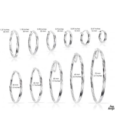 925 Sterling Silver Twisted Square Tube Round Hoop Earrings, 3mm Click-Top Hoops 12mm-70mm 40mm-1 3/5 $11.19 Earrings