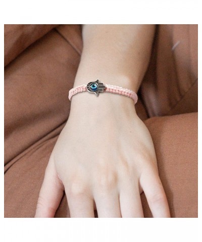 Pink Evil Eye Bracelet For Women Teen Girls Amulet Pink Protection Bracelet Handmand Good Luck Adjustable String Bracelet C:2...