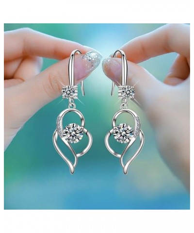 Dangle Plated Silver Nickel Free Earrings for Women Girls Teens Fashion Heart Dangle Drop Sparkly Crystal Earrings for Women ...