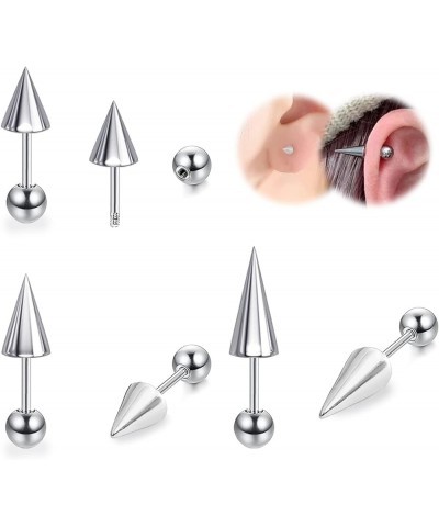 18G Spike Cartilage Earrings, Stainless Steel Spike Stud Earrings for men women, Daith Helix Tragus Earrings Black Ear Pierci...