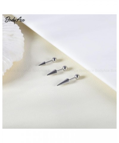 18G Spike Cartilage Earrings, Stainless Steel Spike Stud Earrings for men women, Daith Helix Tragus Earrings Black Ear Pierci...