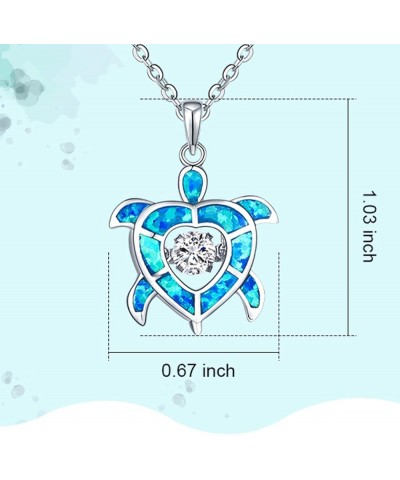 Blue Fire Opal Dolphins/Turtle Necklaces,925 Sterling Silver Dancing Diamond Cubic Zirconia Animal Pendant Necklace blue opal...