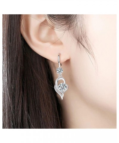 Dangle Plated Silver Nickel Free Earrings for Women Girls Teens Fashion Heart Dangle Drop Sparkly Crystal Earrings for Women ...