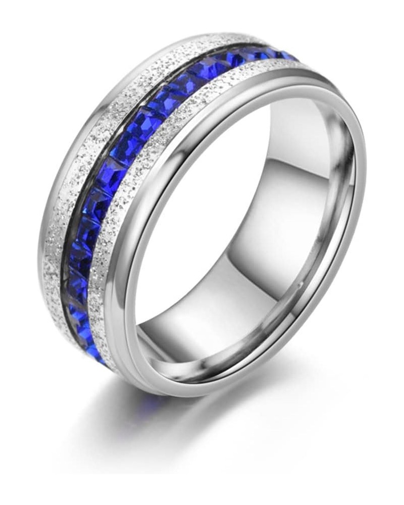 18K Gold Plated Ring One Row Blue Crystal Ring Stainless Steel Band Ring Steel $6.50 Rings