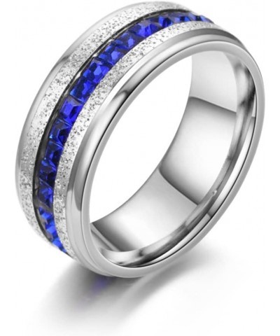 18K Gold Plated Ring One Row Blue Crystal Ring Stainless Steel Band Ring Steel $6.50 Rings