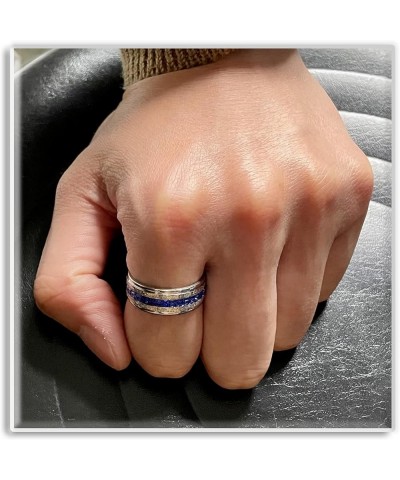 18K Gold Plated Ring One Row Blue Crystal Ring Stainless Steel Band Ring Steel $6.50 Rings