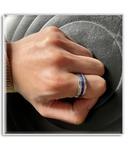 18K Gold Plated Ring One Row Blue Crystal Ring Stainless Steel Band Ring Steel $6.50 Rings