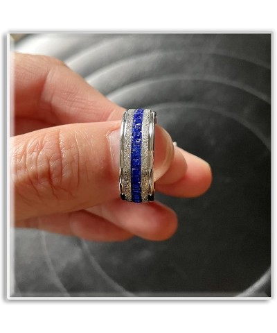 18K Gold Plated Ring One Row Blue Crystal Ring Stainless Steel Band Ring Steel $6.50 Rings