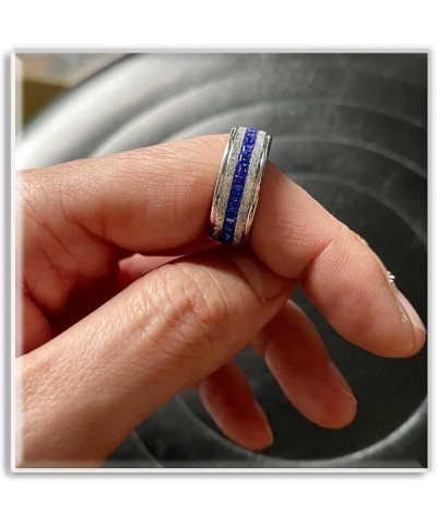 18K Gold Plated Ring One Row Blue Crystal Ring Stainless Steel Band Ring Steel $6.50 Rings