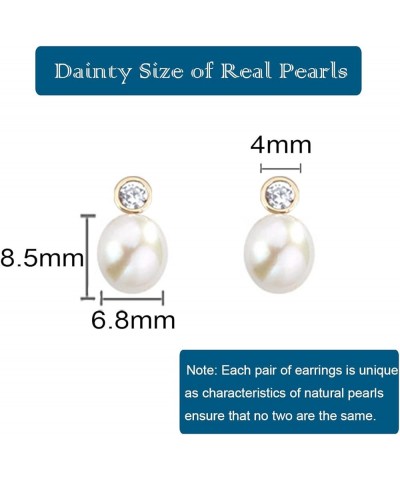 Freshwater Cultured Pearl Earrings Teardrop Pearl Cubic Zirconia Earrings with S925 Post Jewlery Gift for Women GOLD $7.79 Ea...