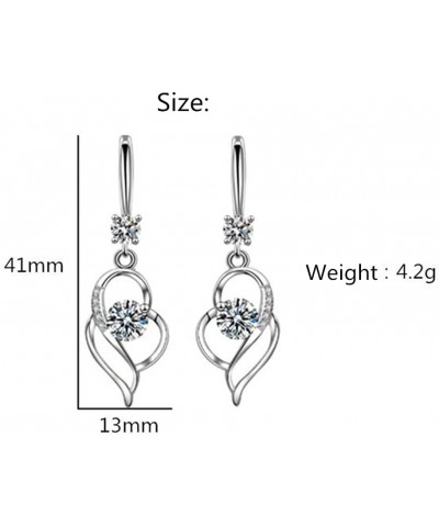 Dangle Plated Silver Nickel Free Earrings for Women Girls Teens Fashion Heart Dangle Drop Sparkly Crystal Earrings for Women ...