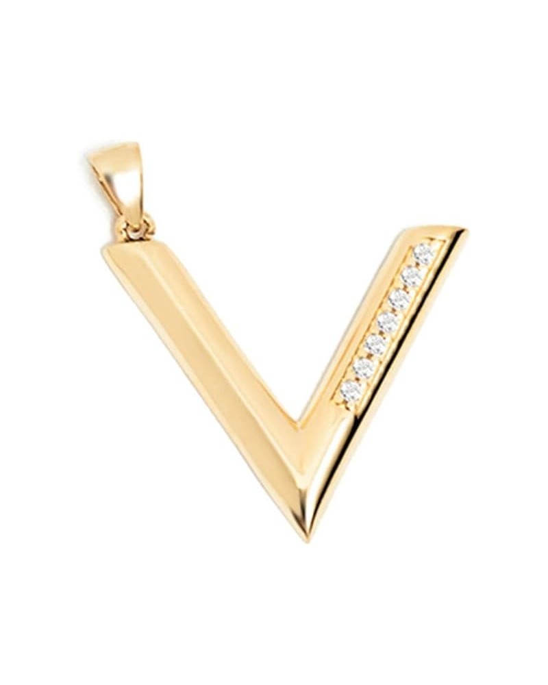 14K Gold Initial Pendant for Women | Alphabet Letter Charms, A-Z, All Letters, Cubic Zirconia V $71.82 Pendants