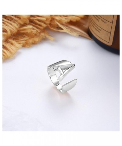 Initial Ring Gold Letter Rings for Women Chunky Gold Rings for Women Adjustable Rings Initial Jewelry B-Silver $7.64 Rings