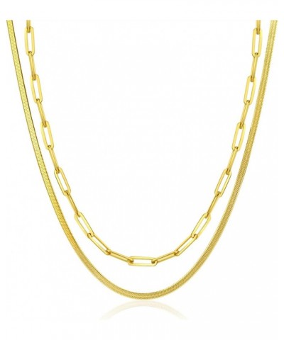 14K Gold Necklace For Women Trendy, Initial Layered Necklaces For Women Dainty Snake Chain Jewlery Gift G $8.69 Necklaces