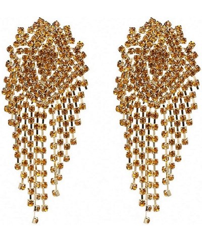 Crystal Beads Earrings Women Ethnic Jewelry Handmade Elegant Big Long Beads Earrings Yellow $10.00 Earrings