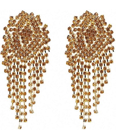 Crystal Beads Earrings Women Ethnic Jewelry Handmade Elegant Big Long Beads Earrings Yellow $10.00 Earrings