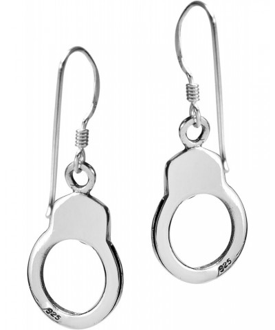 Dainty Handcuff Charm in 925 Sterling Silver Dangle Drop Earrings | Punk Gothic Style | Simple Sterling Silver Dangle Earring...