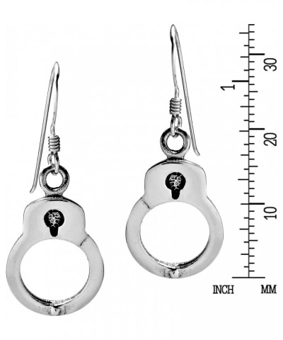 Dainty Handcuff Charm in 925 Sterling Silver Dangle Drop Earrings | Punk Gothic Style | Simple Sterling Silver Dangle Earring...