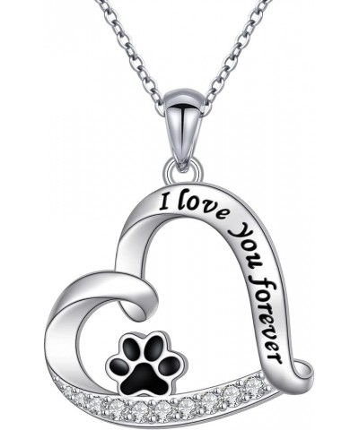 925 Sterling Silver Cute Paw Print Forever Love Heart Pendant Necklace/Bracelet/Stud Earrings Gift for Women Teen Girls, Box ...