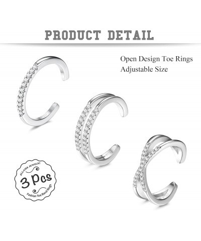 3PCS Adjustable Toe Rings for Women Silver Tone Minimalist Open Toe Rings Set Open Tail Ring Band Summer Beach Foot Jewelry F...