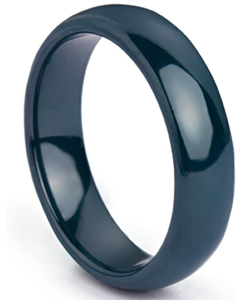 8mm Width High Polished Classic Simple Plain Dome Style Ceramic Wedding Band Ring Navy $7.01 Rings