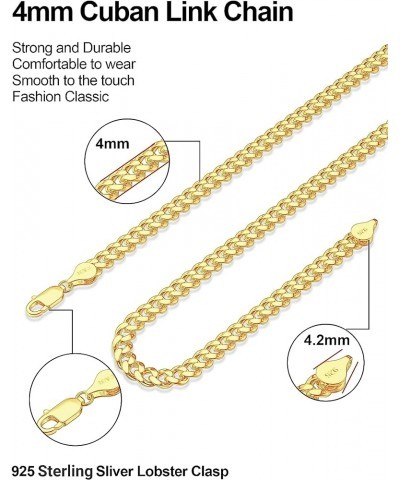 925 Sterling Silver Cuban Chain 3.5/4/5mm Necklace for Men Gold Cuban Link Curb Chain for Women 16-30 Inches 16 4mm Gold $15....