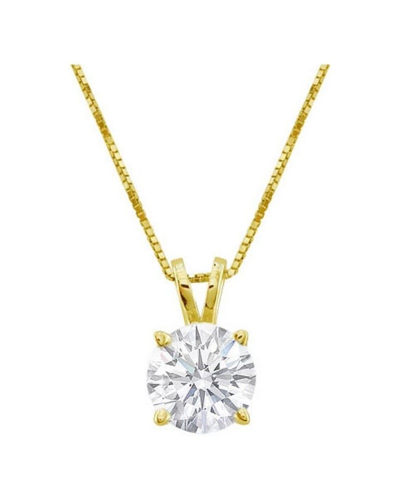 3/8-3 Carat IGI Certified LAB-GROWN Round Cut 4 Prong Diamond Pendant Necklace + 16" 14K Gold Chain Luxury Collection (D-E Co...