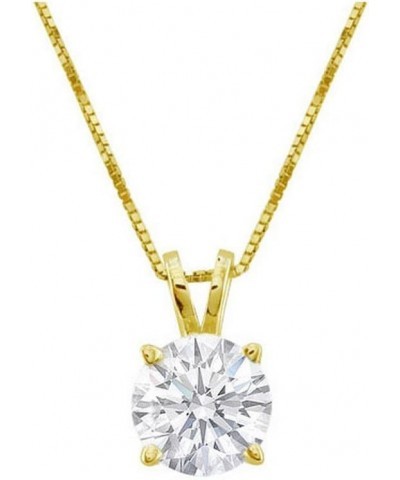 3/8-3 Carat IGI Certified LAB-GROWN Round Cut 4 Prong Diamond Pendant Necklace + 16" 14K Gold Chain Luxury Collection (D-E Co...