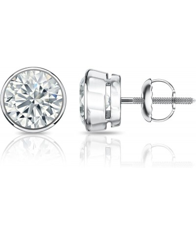 1/4 to 2 Carat Diamond Round Stud Earrings in 14k Yellow or White Gold (H-I, I2-I3, cttw) Bezel Set Screw Back White Gold 1.7...