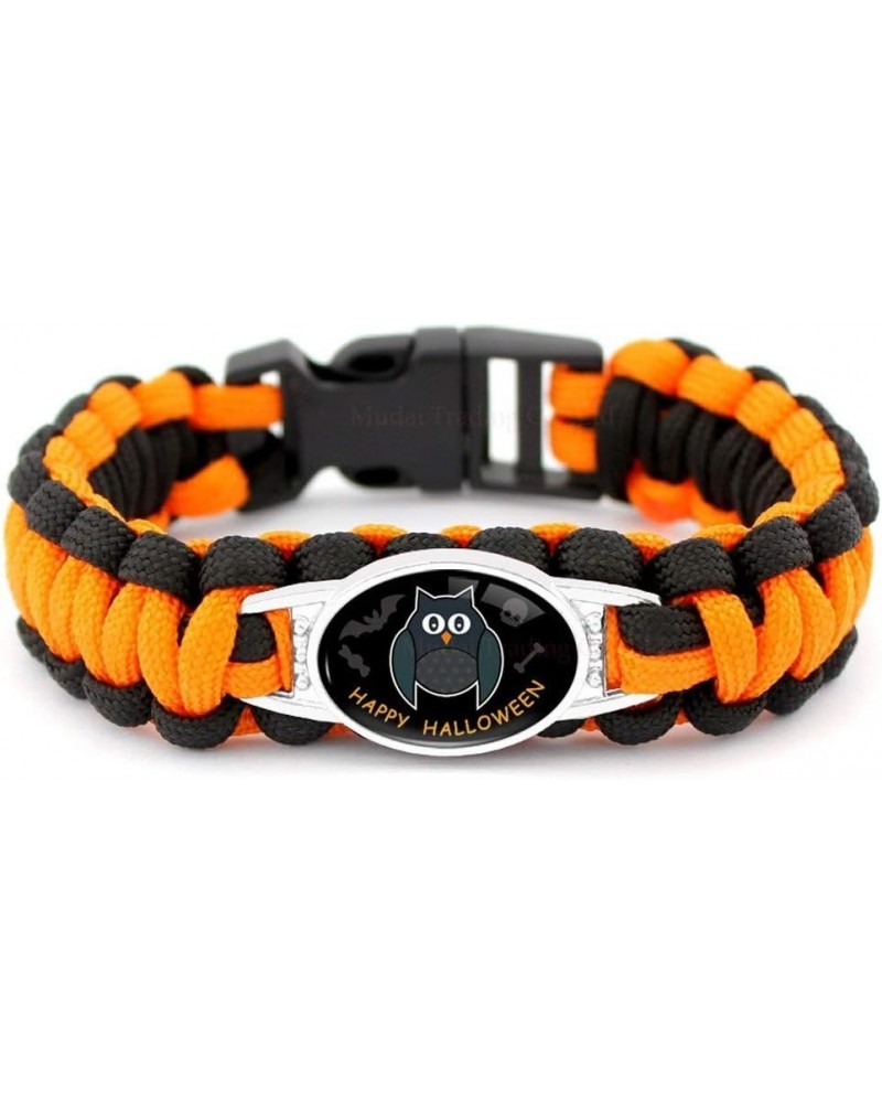 Halloween Orange and Black Paracord Bracelets Black Owl $9.00 Bracelets