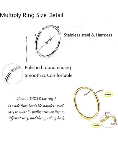 Nose Rings Studs and Hoops, Surgical Stainless Steel Hypoallergenic Nose Rings Set for Women Men, Straight/L/Screw Shaped and...