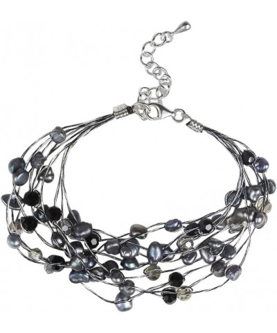 Trendy Chic Layers Cultured Freshwater Black Pearl Multi-Strand Bracelet $10.81 Bracelets