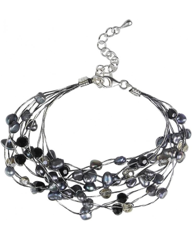 Trendy Chic Layers Cultured Freshwater Black Pearl Multi-Strand Bracelet $10.81 Bracelets