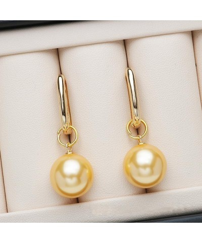 14MM Pearl Drop Earrings 14K Gold Plated Pearl Hoop Earrings with S925 Silver Pin Gold $11.04 Earrings