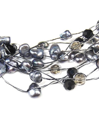 Trendy Chic Layers Cultured Freshwater Black Pearl Multi-Strand Bracelet $10.81 Bracelets