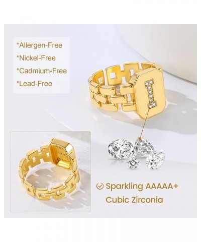 Cubic Zirconia Letter Rings Gold, Bold Initial Open Ring Adjustable for Women Statement Rings for Party Letter J $11.24 Rings