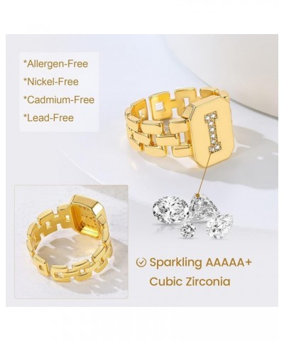 Cubic Zirconia Letter Rings Gold, Bold Initial Open Ring Adjustable for Women Statement Rings for Party Letter J $11.24 Rings