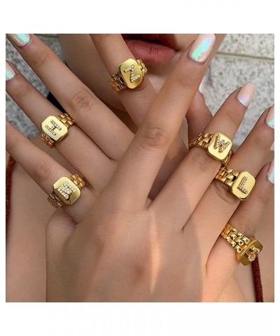 Cubic Zirconia Letter Rings Gold, Bold Initial Open Ring Adjustable for Women Statement Rings for Party Letter J $11.24 Rings