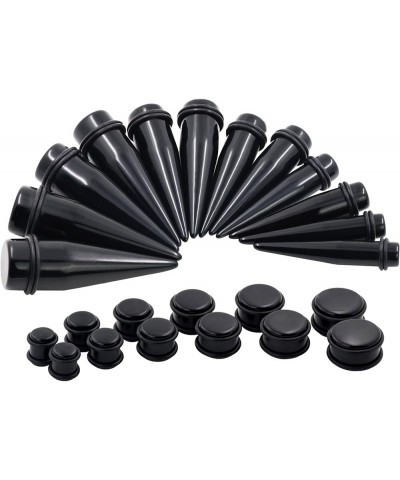 24PC Big Gauges Acrylic Tapers Kit Ear Stretching 00G-20mm Earrring Plug Tunnels Piercing Set Black $10.79 Body Jewelry