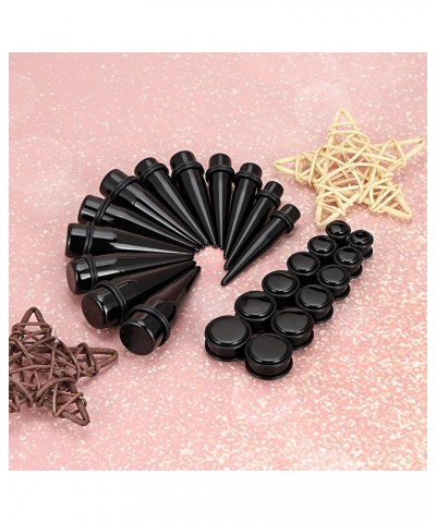 24PC Big Gauges Acrylic Tapers Kit Ear Stretching 00G-20mm Earrring Plug Tunnels Piercing Set Black $10.79 Body Jewelry