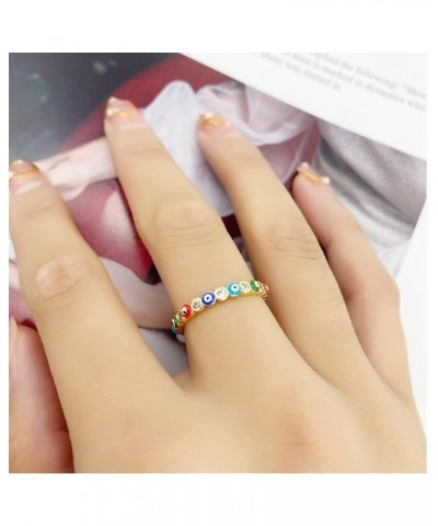 Golden Evil Eye Open Finger Rings Adjustable Rhinestone Cubic Mid Openable Rings Turkish Faith Protection Jewelry for Women G...