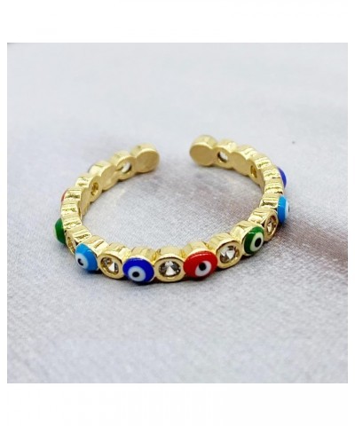 Golden Evil Eye Open Finger Rings Adjustable Rhinestone Cubic Mid Openable Rings Turkish Faith Protection Jewelry for Women G...