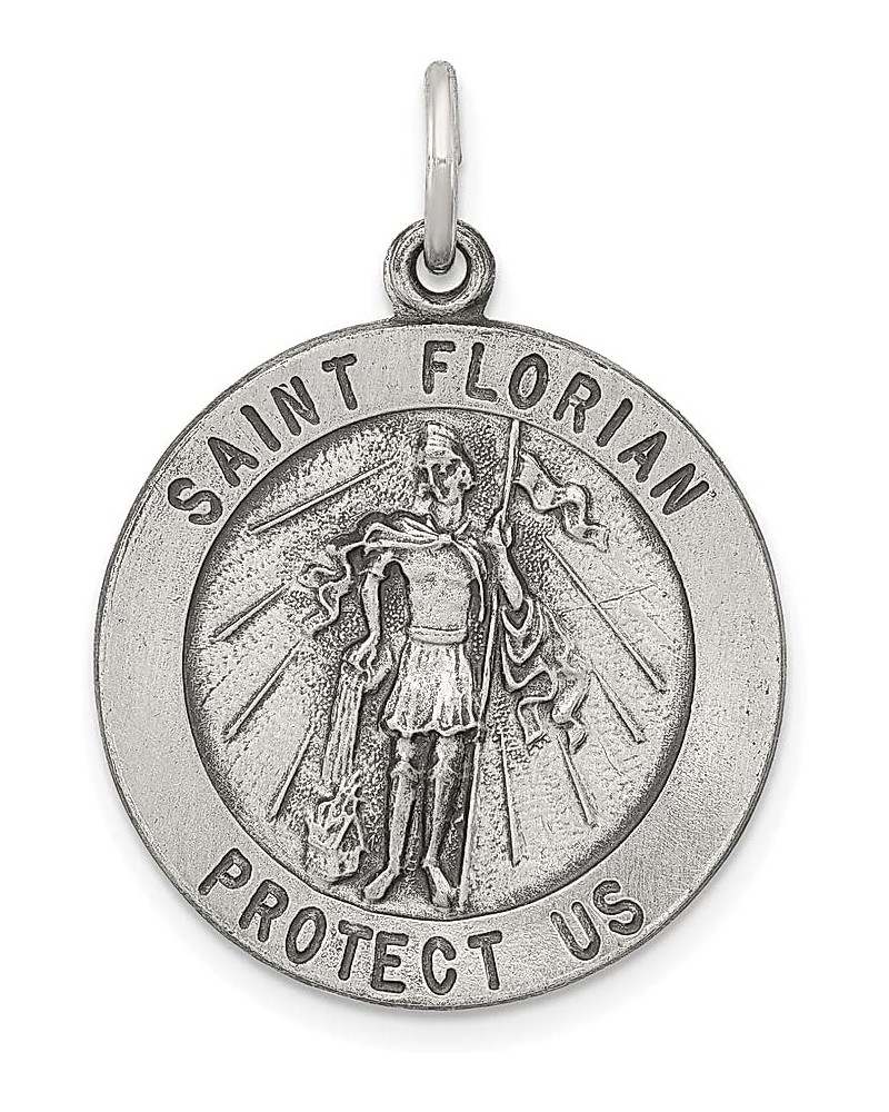 925 Sterling Silver Vintage Saint Florian Medal Necklace Charm Pendant Religious Patron St Fine Jewelry For Women Gifts For H...