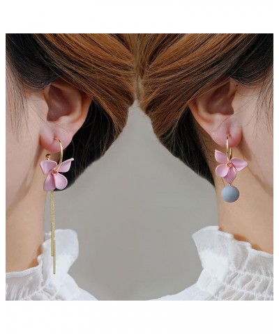 Romantic Flower Drop Earring Statement Long Petal Tassel Dangle Earring For Women Girls pink $6.71 Earrings