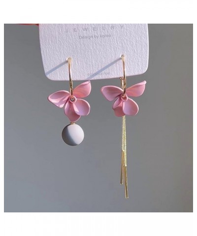 Romantic Flower Drop Earring Statement Long Petal Tassel Dangle Earring For Women Girls pink $6.71 Earrings