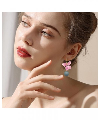 Romantic Flower Drop Earring Statement Long Petal Tassel Dangle Earring For Women Girls pink $6.71 Earrings